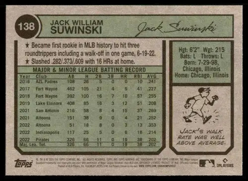 2023 Topps Heritage #138 Jack Suwinski NM-MT RC Rookie Pirates ID:73380 - Baseball Card Single