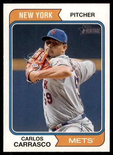 2023 Topps Heritage #145 Carlos Carrasco NM-MT Mets ID:73381 - Baseball Card Single