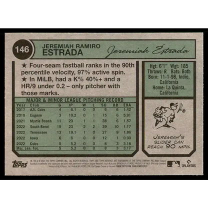 2023 Topps Heritage #146 Jeremiah Estrada NM-MT RC Rookie Chicago Cubs Baseball Card - Baseball Card
