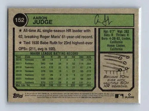 2023 Topps Heritage #152 Aaron Judge NM Near Mint Yankees ID:75763 - Trading Cards