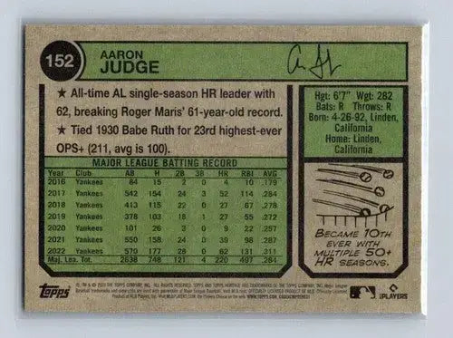 2023 Topps Heritage #152 Aaron Judge NM Near Mint Yankees ID:75763 - Baseball Card Single