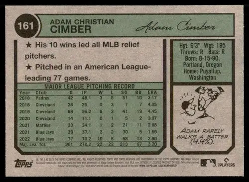 Adam Cimber 2023 Topps Heritage Blue Jays baseball card with original gloss in near mint condition