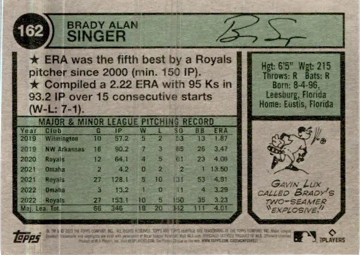 2023 Topps Heritage #162 Brady Singer - Baseball Card Single