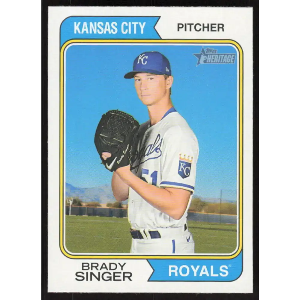 2023 Topps Heritage #162 Brady Singer NM-MT Kansas City Royals Baseball Card - Baseball Card