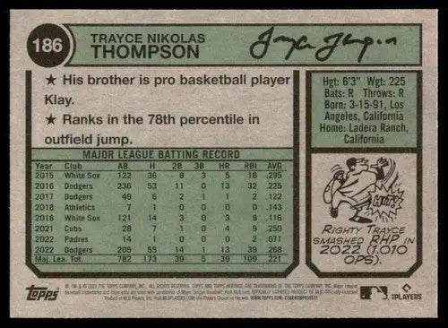 2023 Topps Heritage #186 Trayce Thompson NM Near Mint Dodgers ID:65275 - Baseball Card Single