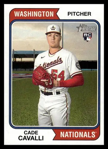 2023 Topps Heritage #188 Cade Cavalli NM-MT RC Rookie Nationals ID:53665 - Baseball Card Single