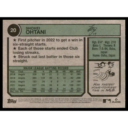 2023 Topps Heritage #20 Shohei Ohtani NM-MT Los Angeles Angels Baseball Card