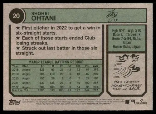 2023 Topps Heritage #20 Shohei Ohtani NM Near Mint Angels ID:75708 - Baseball Card Single