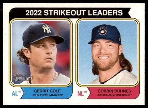 2023 Topps Heritage #207 Corbin Burnes/Gerrit Cole NM-MT League Leaders ID:73388 - Baseball Card Single