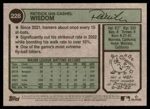 2023 Topps Heritage #228 Patrick Wisdom NM-MT Cubs ID:73393 - Baseball Card Single