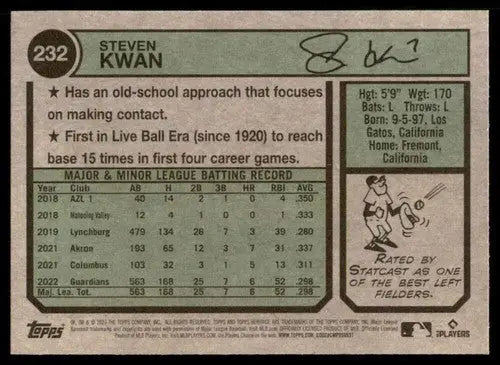 2023 Topps Heritage #232 Steven Kwan NM-MT Guardians ID:73396 - Baseball Card Single