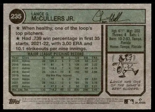 2023 Topps Heritage #235 Lance McCullers Jr. NM-MT Astros ID:73398 - Baseball Card Single