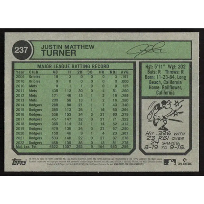 2023 Topps Heritage #237 Justin Turner NM-MT Boston Red Sox Baseball Card