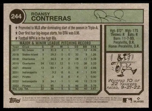 2023 Topps Heritage #244 Roansy Contreras NM-MT Pirates ID:73400 - Baseball Card Single