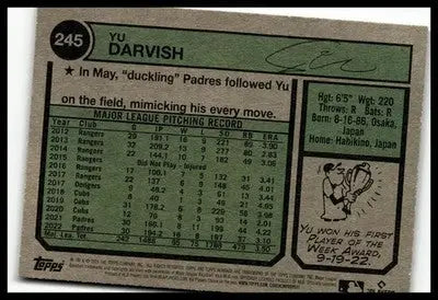 2023 Topps Heritage #245 Yu Darvish - Baseball Card Single