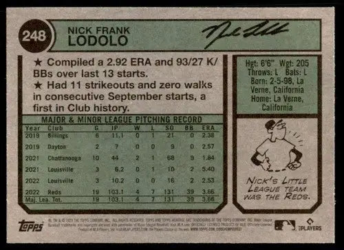 2023 Topps Heritage #248 Nick Lodolo NM-MT Reds ID:73401 - Baseball Card Single