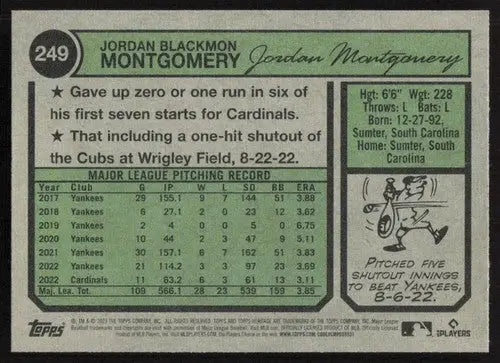 2023 Topps Heritage #249 Jordan Montgomery NM Near Mint Cardinals ID:65293 - Baseball Card Single