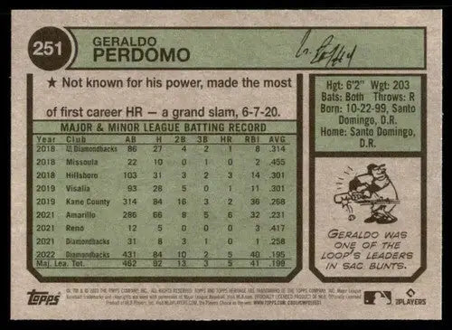 2023 Topps Heritage #251 Geraldo Perdomo NM-MT Diamondbacks ID:73402 - Baseball Card Single