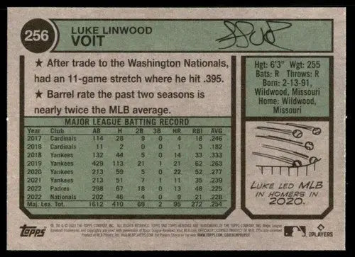 2023 Topps Heritage #256 Luke Voit NM-MT Nationals ID:53663 - Baseball Card Single