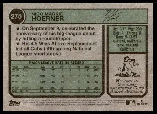 2023 Topps Heritage #275 Nico Hoerner NM-MT Cubs ID:73405 - Baseball Card Single
