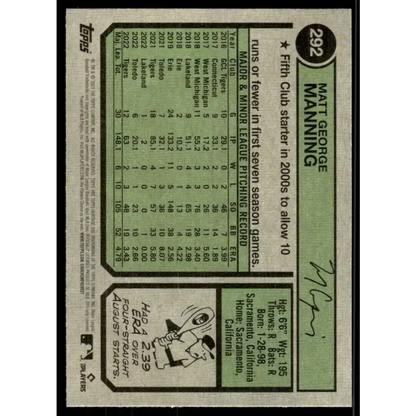 2023 Topps Heritage #292 Matt Manning NM-MT Detroit Tigers Baseball Card