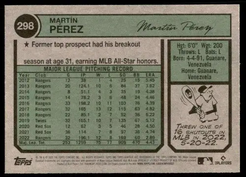 2023 Topps Heritage #298 Martin Perez NM-MT Rangers ID:73411 - Baseball Card Single