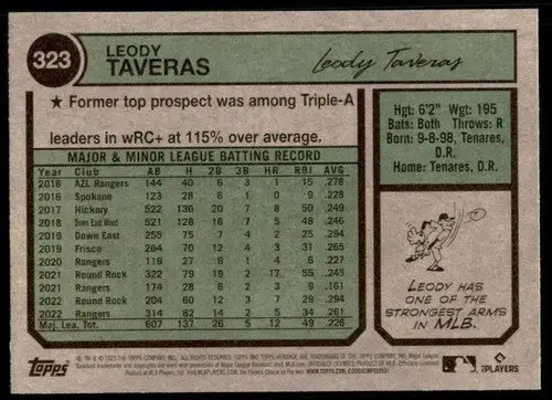 2023 Topps Heritage #323 Leody Taveras NM-MT Rangers ID:53658 - Baseball Card Single