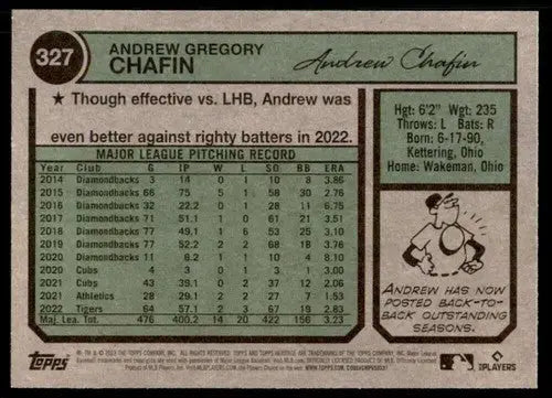 2023 Topps Heritage #327 Andrew Chafin NM-MT Tigers ID:73417 - Baseball Card Single