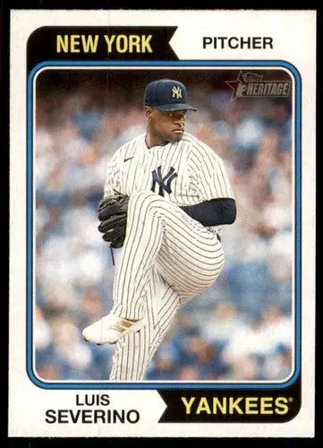 Luis Severino baseball card from 2023 Topps Heritage featuring original gloss and near mint condition