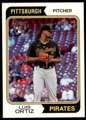 Luis Ortiz baseball card from 2023 Topps Heritage with original gloss and rookie design