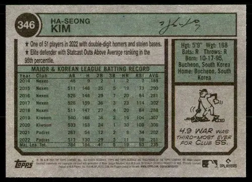 2023 Topps Heritage #346 Ha-Seong Kim NM-MT Padres ID:73422 - Baseball Card Single