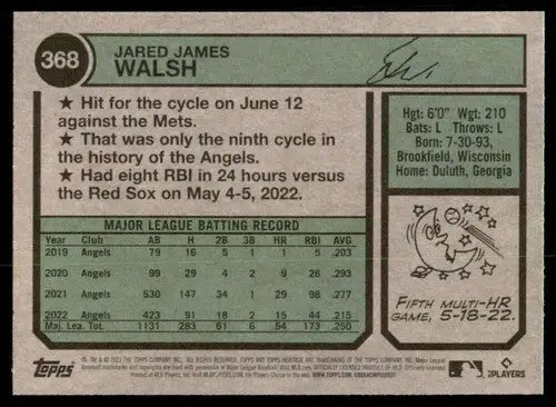 2023 Topps Heritage #368 Jared Walsh NM Near Mint Angels ID:65327 - Baseball Card Single