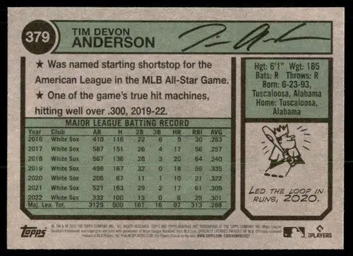 2023 Topps Heritage #379 Tim Anderson NM-MT White Sox ID:73431 - Baseball Card Single