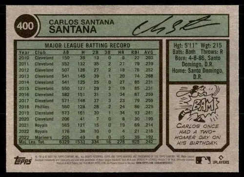 Original gloss 2023 Topps Heritage Carlos Santana baseball card Pirates NM near mint