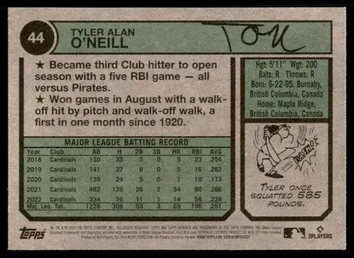 2023 Topps Heritage #44 Tyler O’Neill NM Near Mint Cardinals ID:65228 - Baseball Card Single