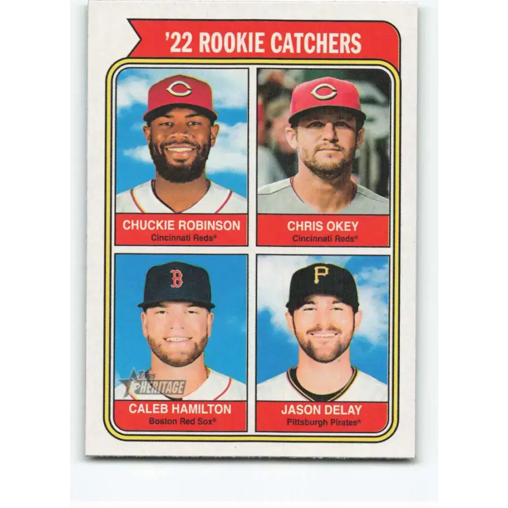 2023 Topps Heritage #500 Jason Delay/Caleb Hamilton/Chris Okey/Chuckie Robinson NM-MT RC Rookie SP Pittsburgh