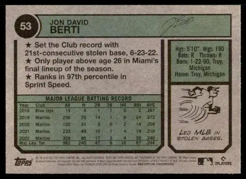 2023 Topps Heritage #53 Jon Berti NM-MT Marlins ID:73365 - Baseball Card Single