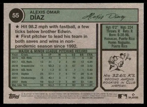 2023 Topps Heritage #55 Alexis Diaz NM-MT Reds ID:73366 - Baseball Card Single