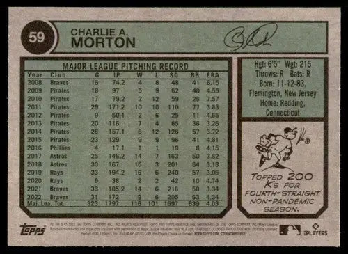 2023 Topps Heritage #59 Charlie Morton NM Near Mint Braves ID:75722 - Baseball Card Single