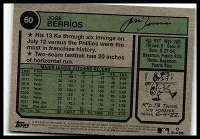 2023 Topps Heritage #60 José Berríos - Baseball Card Single