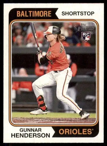2023 Topps Heritage #64 Gunnar Henderson NM Near Mint RC Rookie Orioles ID:75726 - Baseball Card Single
