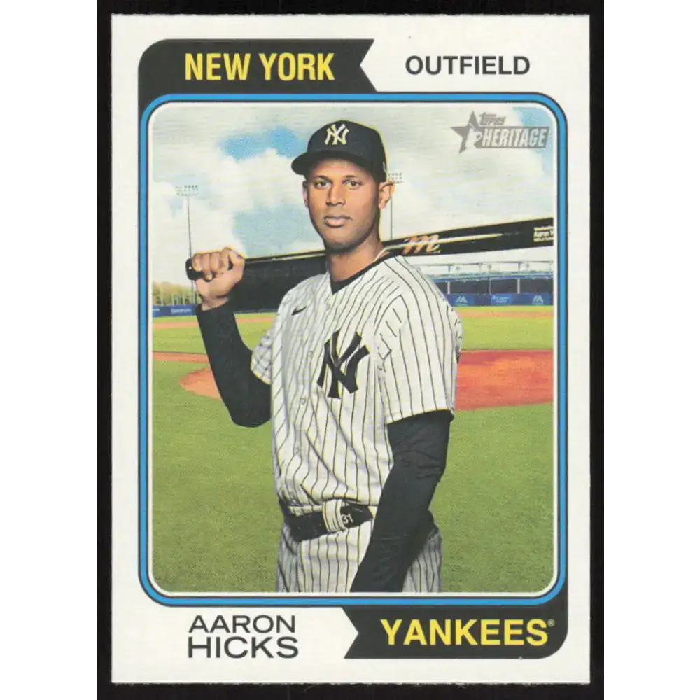 2023 Topps Heritage #75 Aaron Hicks NM-MT New York Yankees Baseball Card - Baseball Card