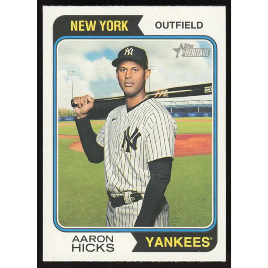 2023 Topps Heritage #75 Aaron Hicks NM-MT New York Yankees Baseball Card - Baseball Card