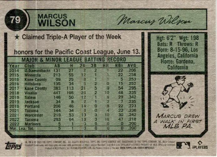 2023 Topps Heritage #79 Marcus Wilson - Baseball Card Single