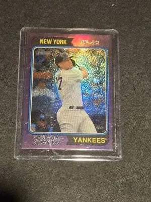 2023 Topps Heritage #81 Giancarlo Stanton Chrome Purple Refractor - Baseball Card Single