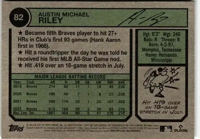 2023 Topps Heritage #82 Austin Riley - Baseball Card Single