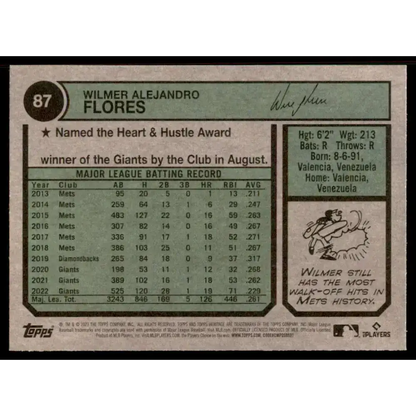 2023 Topps Heritage #87 Wilmer Flores NM-MT San Francisco Giants Baseball Card