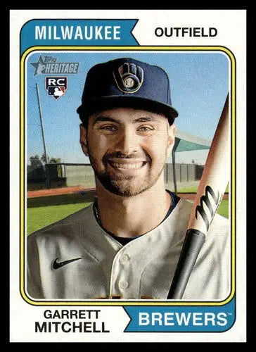 2023 Topps Heritage #95 Garrett Mitchell NM-MT RC Rookie Brewers ID:73374 - Baseball Card Single