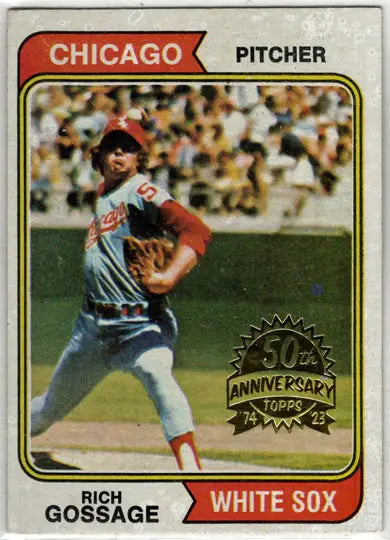 Vintage baseball card from the 2023 Topps Heritage 50th Anniversary Buyback Card featuring Rich Gossage