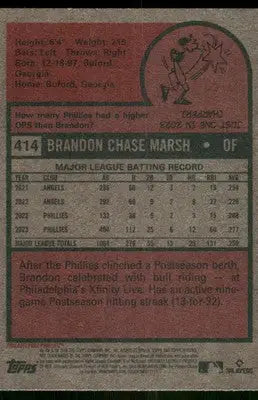 2023 Topps Heritage Brandon Marsh #414 Baseball - Baseball Card Single